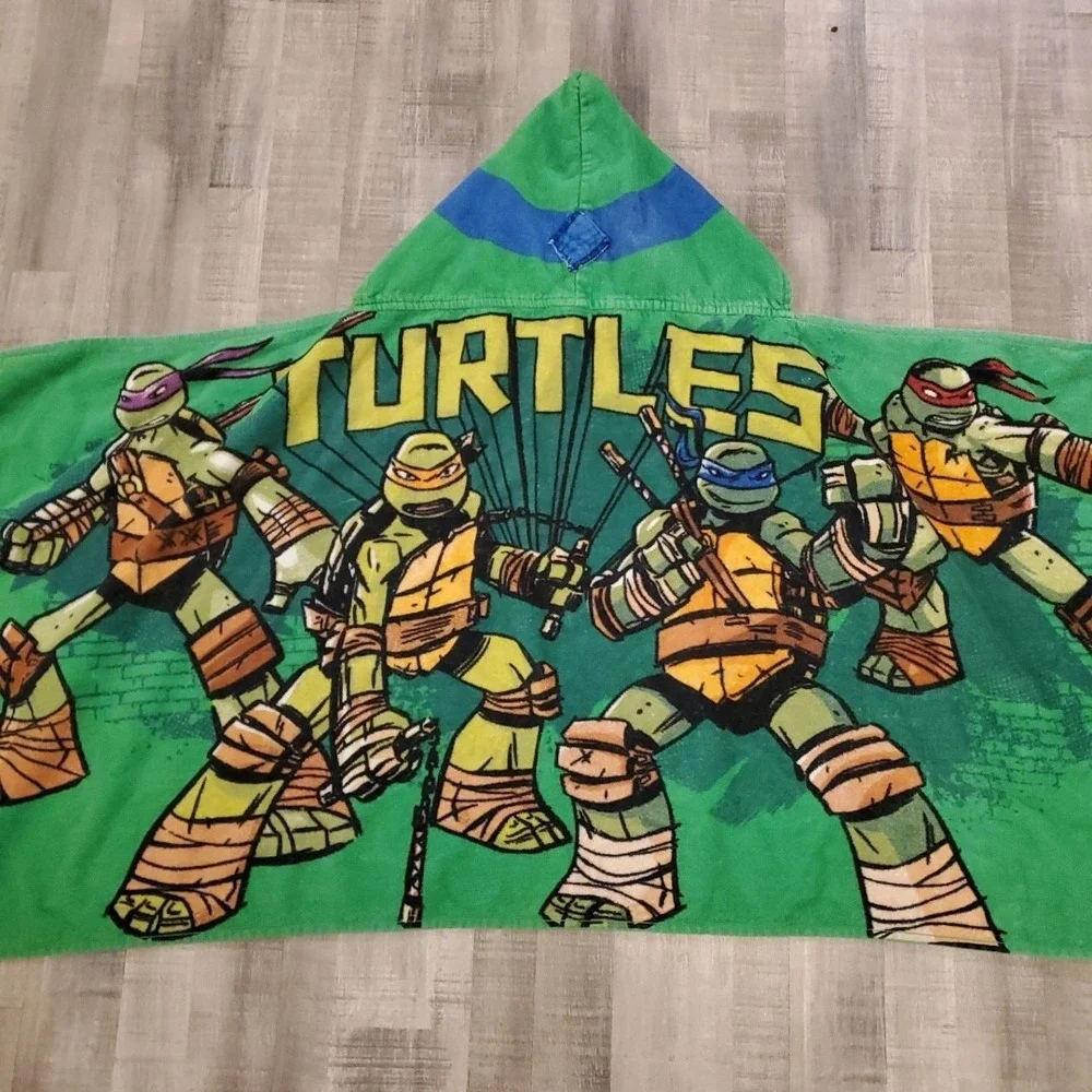 TMNT Hooded Towel Teenage Mutant Ninja Turtles Leonardo‎ Nickelodeon Beach VTG